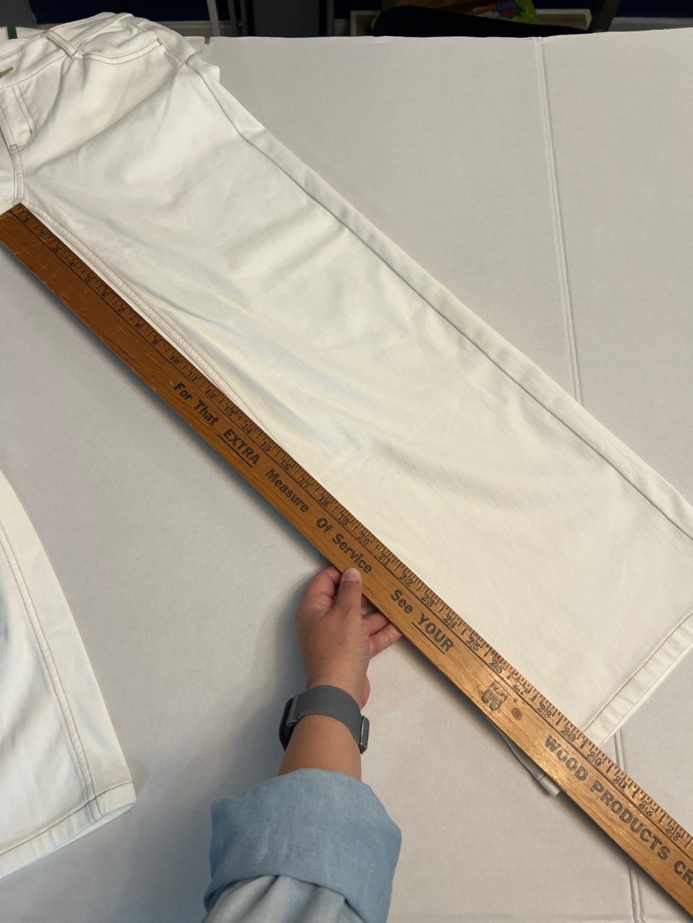 HALARA ASYMMETRIC WHITE STRETCH DENIM WIDE LEG JEANS PANTS  SIZE XS NEW - Picture 14 of 16